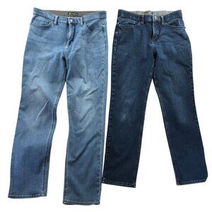2 Lee Women's Jeans Lot of 2 Size 10 Blue Denim Slim Fit Mid Rise Straight Leg